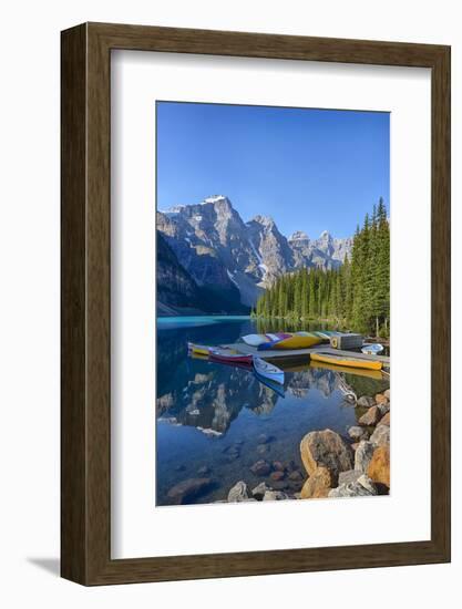 Canada, Banff NP, Valley of the Ten Peaks, Moraine Lake, Canoe Dock-Jamie & Judy Wild-Framed Photographic Print