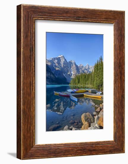 Canada, Banff NP, Valley of the Ten Peaks, Moraine Lake, Canoe Dock-Jamie & Judy Wild-Framed Photographic Print