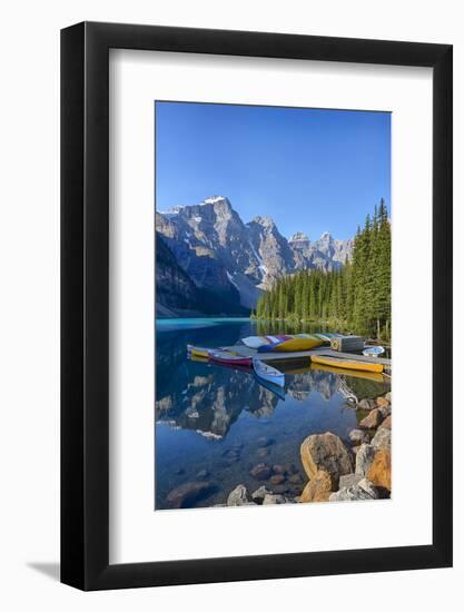 Canada, Banff NP, Valley of the Ten Peaks, Moraine Lake, Canoe Dock-Jamie & Judy Wild-Framed Photographic Print