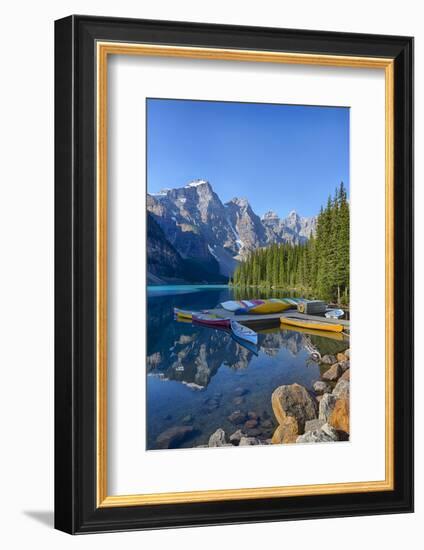 Canada, Banff NP, Valley of the Ten Peaks, Moraine Lake, Canoe Dock-Jamie & Judy Wild-Framed Photographic Print