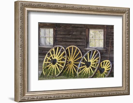 Canada, British Columbia, Barkerville. Wagon wheels.-Jaynes Gallery-Framed Photographic Print