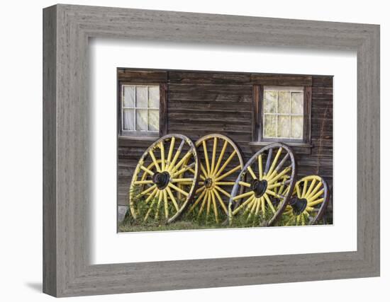 Canada, British Columbia, Barkerville. Wagon wheels.-Jaynes Gallery-Framed Photographic Print