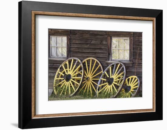 Canada, British Columbia, Barkerville. Wagon wheels.-Jaynes Gallery-Framed Photographic Print