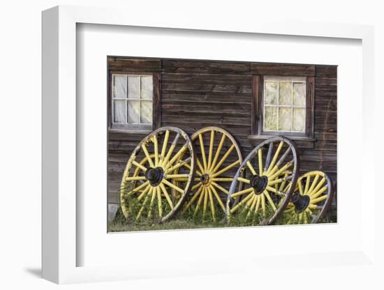 Canada, British Columbia, Barkerville. Wagon wheels.-Jaynes Gallery-Framed Photographic Print