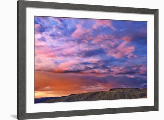 Canada, British Columbia, Cache Creek. Stormy clouds over prairie at sunrise.-Jaynes Gallery-Framed Photographic Print