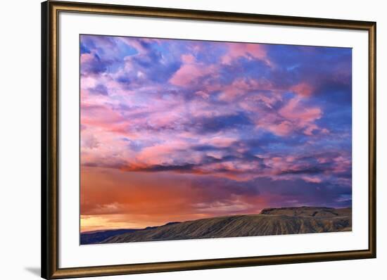 Canada, British Columbia, Cache Creek. Stormy clouds over prairie at sunrise.-Jaynes Gallery-Framed Photographic Print
