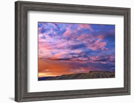 Canada, British Columbia, Cache Creek. Stormy clouds over prairie at sunrise.-Jaynes Gallery-Framed Photographic Print