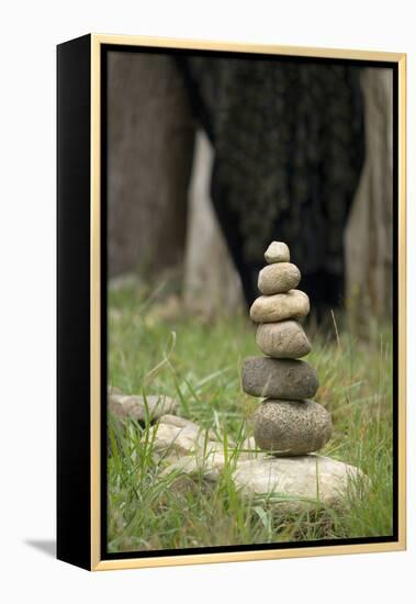 Canada, British Columbia, Cowichan Valley. Balanced Rocks at a Lavender Farm-Kevin Oke-Framed Premier Image Canvas