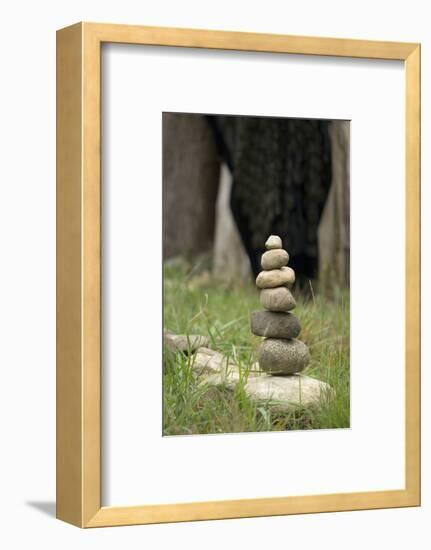 Canada, British Columbia, Cowichan Valley. Balanced Rocks at a Lavender Farm-Kevin Oke-Framed Photographic Print