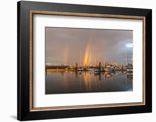 Canada, British Columbia, Inside Passage. Rainbows over Port Mcneill Marina-Jaynes Gallery-Framed Photographic Print