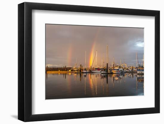 Canada, British Columbia, Inside Passage. Rainbows over Port Mcneill Marina-Jaynes Gallery-Framed Photographic Print