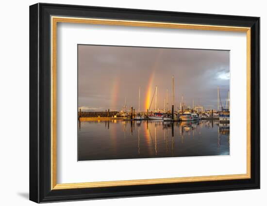 Canada, British Columbia, Inside Passage. Rainbows over Port Mcneill Marina-Jaynes Gallery-Framed Photographic Print