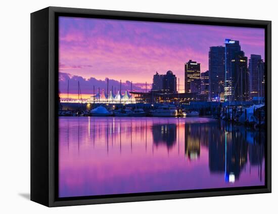 Canada, British Columbia, Vancouver, City View and Canada Place from Coal Harbour-Walter Bibikow-Framed Premier Image Canvas