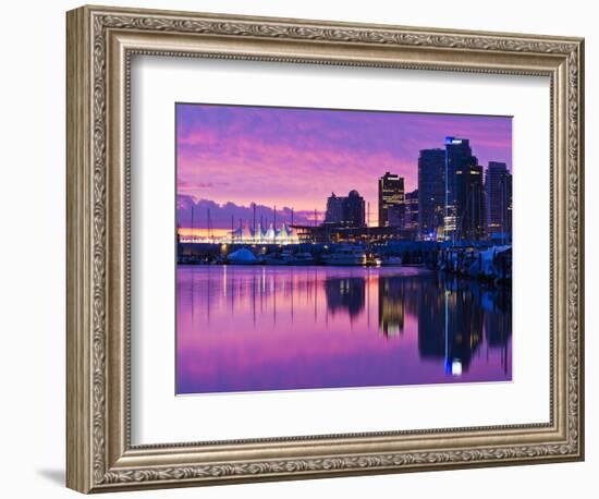 Canada, British Columbia, Vancouver, City View and Canada Place from Coal Harbour-Walter Bibikow-Framed Photographic Print