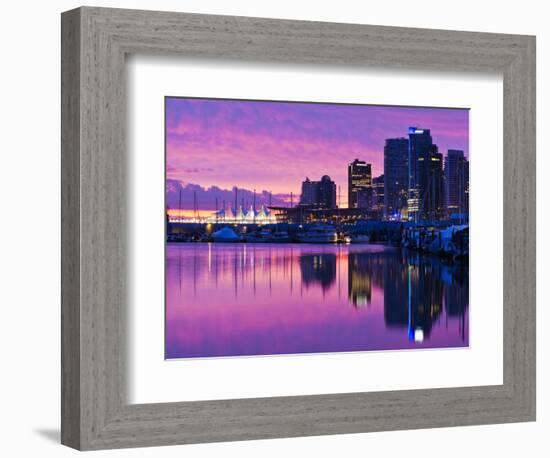 Canada, British Columbia, Vancouver, City View and Canada Place from Coal Harbour-Walter Bibikow-Framed Photographic Print