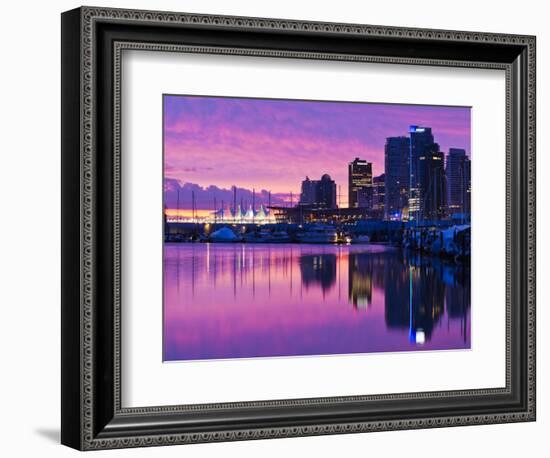 Canada, British Columbia, Vancouver, City View and Canada Place from Coal Harbour-Walter Bibikow-Framed Photographic Print