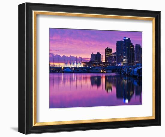 Canada, British Columbia, Vancouver, City View and Canada Place from Coal Harbour-Walter Bibikow-Framed Photographic Print