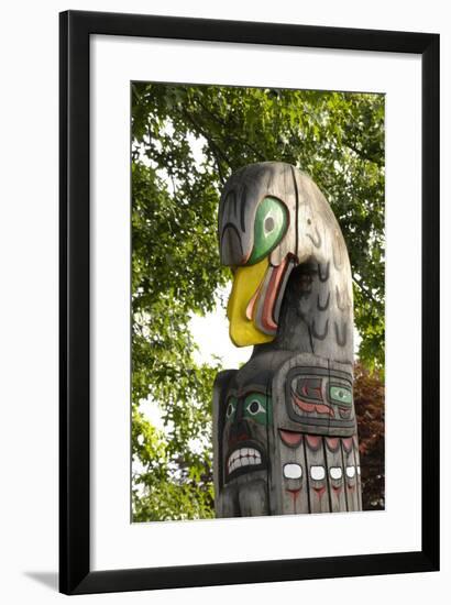 Canada, British Columbia, Vancouver Island. Eagle Above Bear Holding Fish-Kevin Oke-Framed Photographic Print