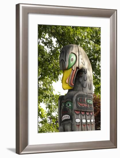 Canada, British Columbia, Vancouver Island. Eagle Above Bear Holding Fish-Kevin Oke-Framed Photographic Print