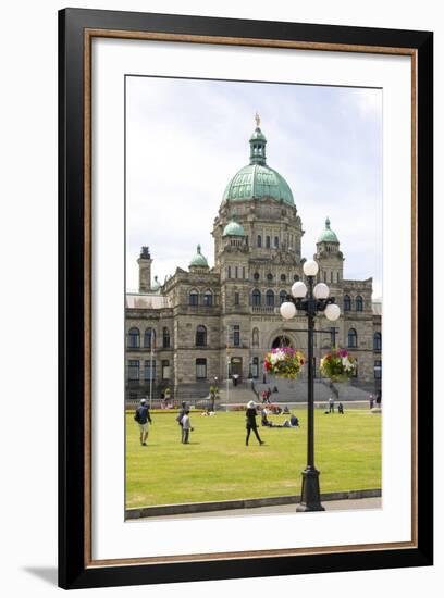 Canada, British Columbia, Victoria. Tourists on Lawn in Front of Parliament Building-Trish Drury-Framed Photographic Print