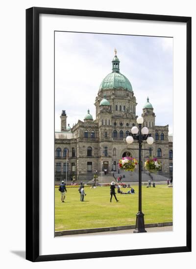 Canada, British Columbia, Victoria. Tourists on Lawn in Front of Parliament Building-Trish Drury-Framed Photographic Print