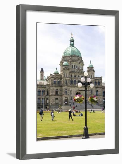 Canada, British Columbia, Victoria. Tourists on Lawn in Front of Parliament Building-Trish Drury-Framed Photographic Print