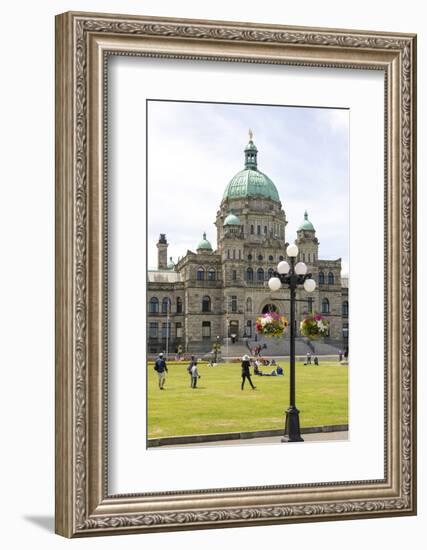 Canada, British Columbia, Victoria. Tourists on Lawn in Front of Parliament Building-Trish Drury-Framed Photographic Print