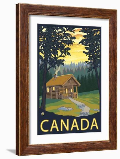 Canada, Cabin Scene-Lantern Press-Framed Art Print