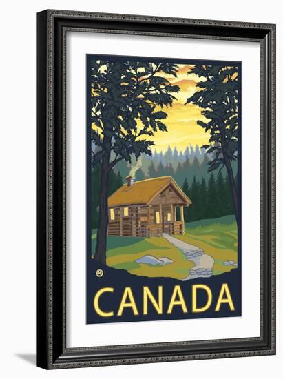 Canada, Cabin Scene-Lantern Press-Framed Art Print