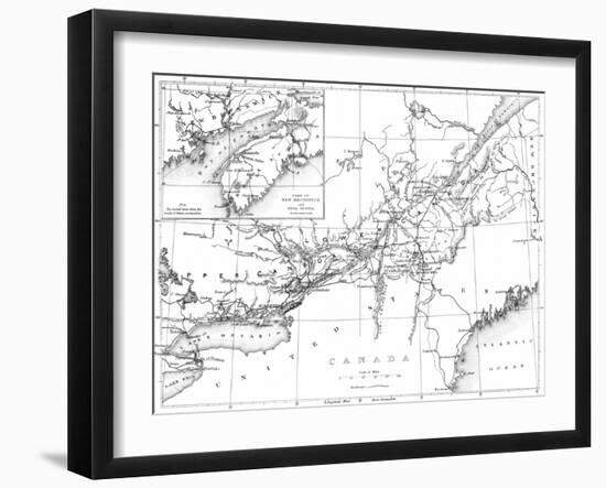 Canada, Detailed Map of Eastern Canada, New Brunswick, and Nova Scotia-Lantern Press-Framed Art Print