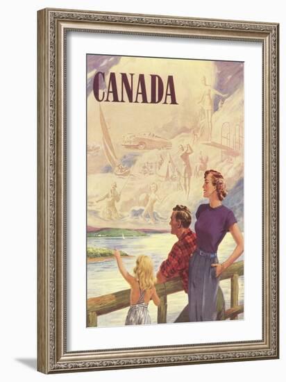 Canada Family on Bridge-null-Framed Art Print