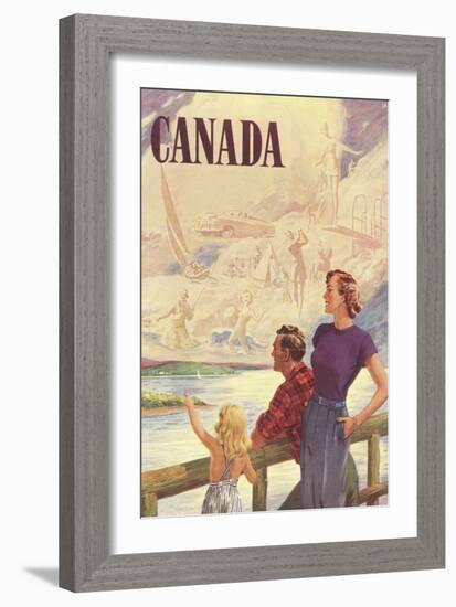 Canada Family on Bridge-null-Framed Art Print