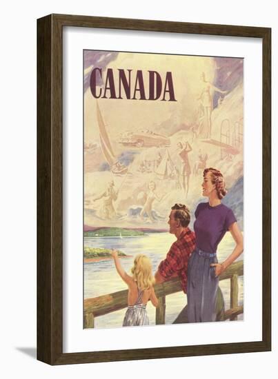 Canada Family on Bridge-null-Framed Art Print