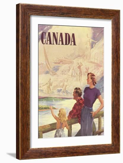 Canada Family on Bridge-null-Framed Art Print