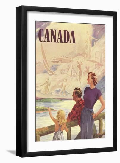 Canada Family on Bridge-null-Framed Art Print