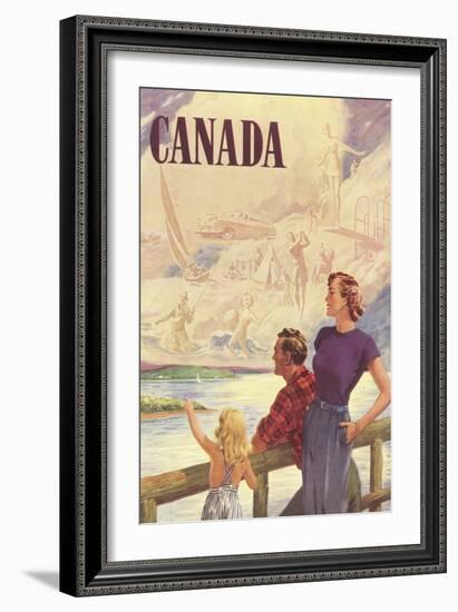 Canada Family on Bridge-null-Framed Art Print