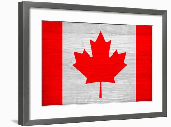 Canada Flag Design with Wood Patterning - Flags of the World Series-Philippe Hugonnard-Framed Art Print