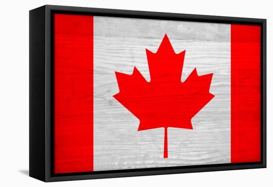 Canada Flag Design with Wood Patterning - Flags of the World Series-Philippe Hugonnard-Framed Stretched Canvas