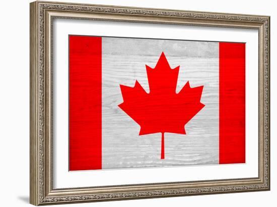 Canada Flag Design with Wood Patterning - Flags of the World Series-Philippe Hugonnard-Framed Art Print