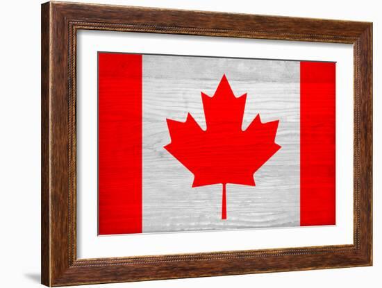 Canada Flag Design with Wood Patterning - Flags of the World Series-Philippe Hugonnard-Framed Art Print