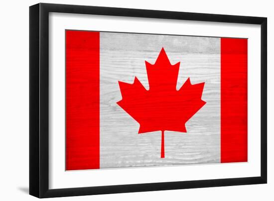 Canada Flag Design with Wood Patterning - Flags of the World Series-Philippe Hugonnard-Framed Art Print