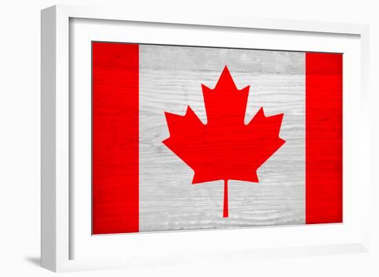 Canada Flag Design with Wood Patterning - Flags of the World Series-Philippe Hugonnard-Framed Art Print