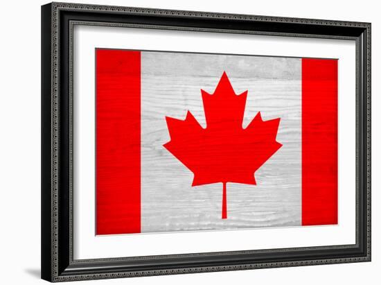 Canada Flag Design with Wood Patterning - Flags of the World Series-Philippe Hugonnard-Framed Art Print