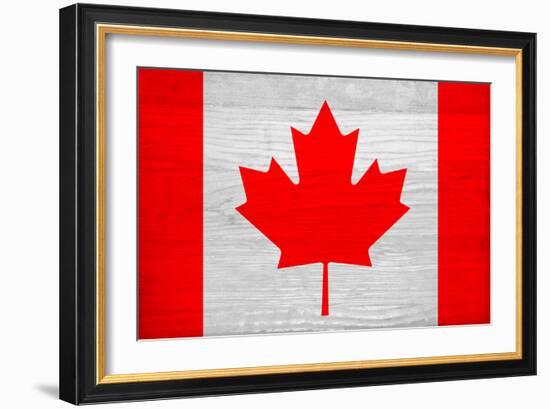 Canada Flag Design with Wood Patterning - Flags of the World Series-Philippe Hugonnard-Framed Art Print