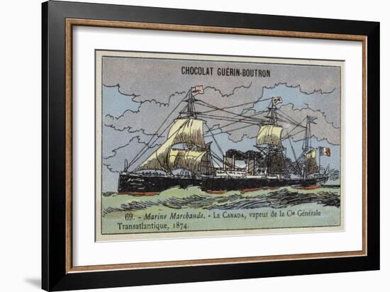 Canada, French Steamship of the Compagnie Generale Transatlantique, 1874-null-Framed Giclee Print