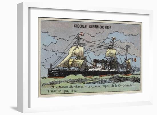Canada, French Steamship of the Compagnie Generale Transatlantique, 1874-null-Framed Giclee Print