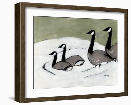 Canada Geese on David's Pond, C.2019 (Charcoal, Watercolor and Gesso on Paper)-Janel Bragg-Framed Giclee Print