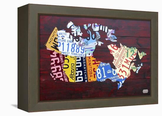 Canada License Plate Map-Design Turnpike-Framed Premier Image Canvas