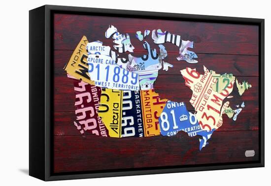 Canada License Plate Map-Design Turnpike-Framed Premier Image Canvas