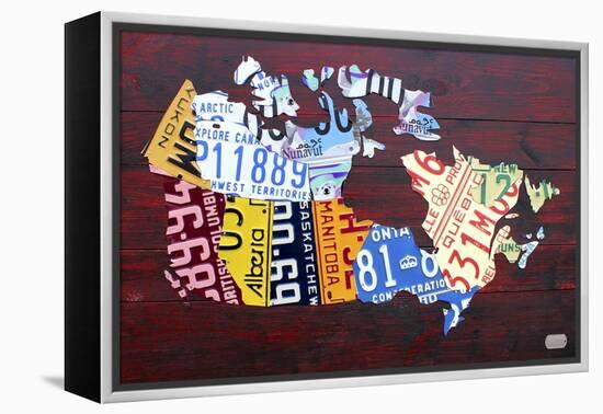 Canada License Plate Map-Design Turnpike-Framed Premier Image Canvas